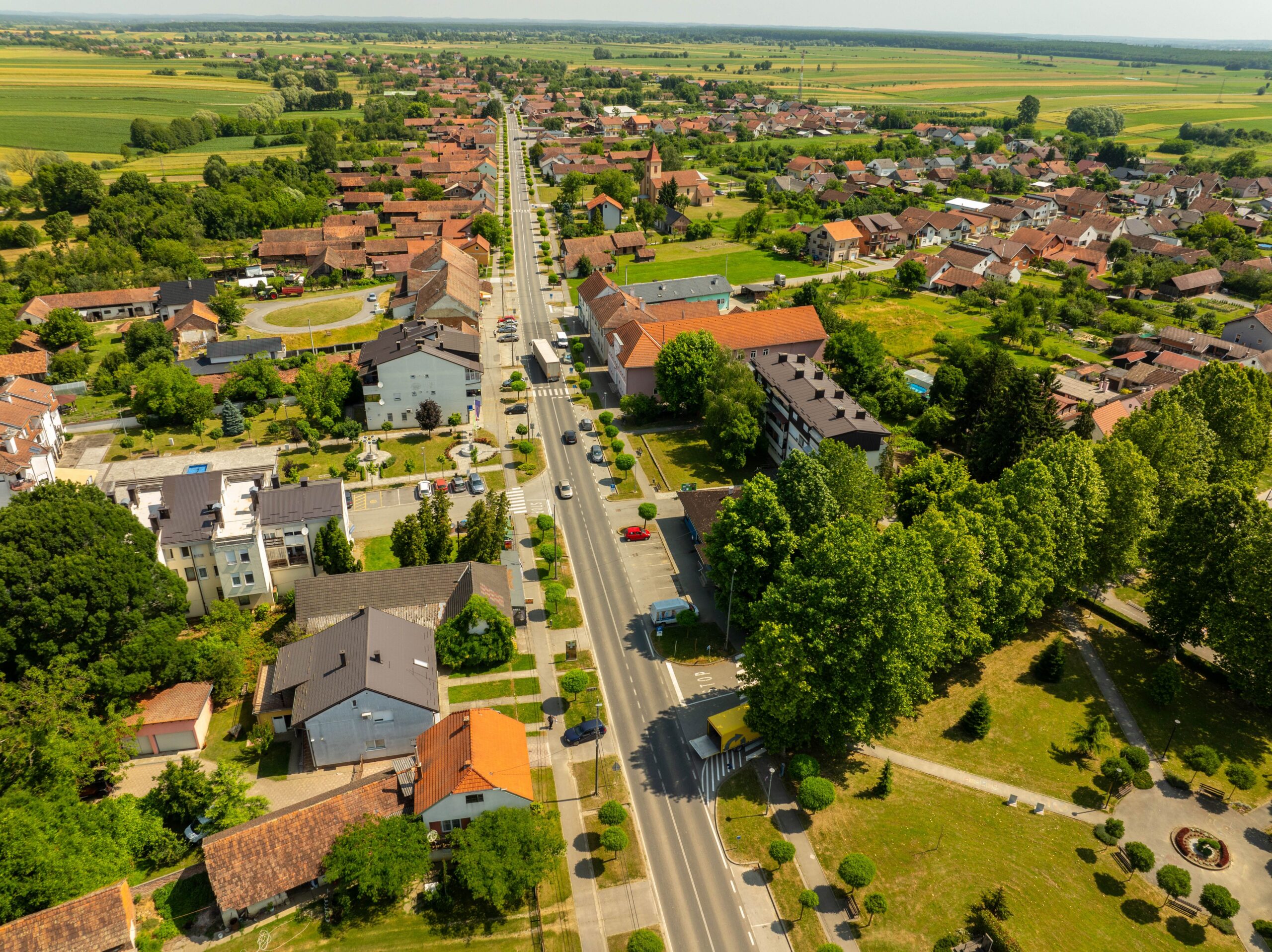 Aerial view of small community